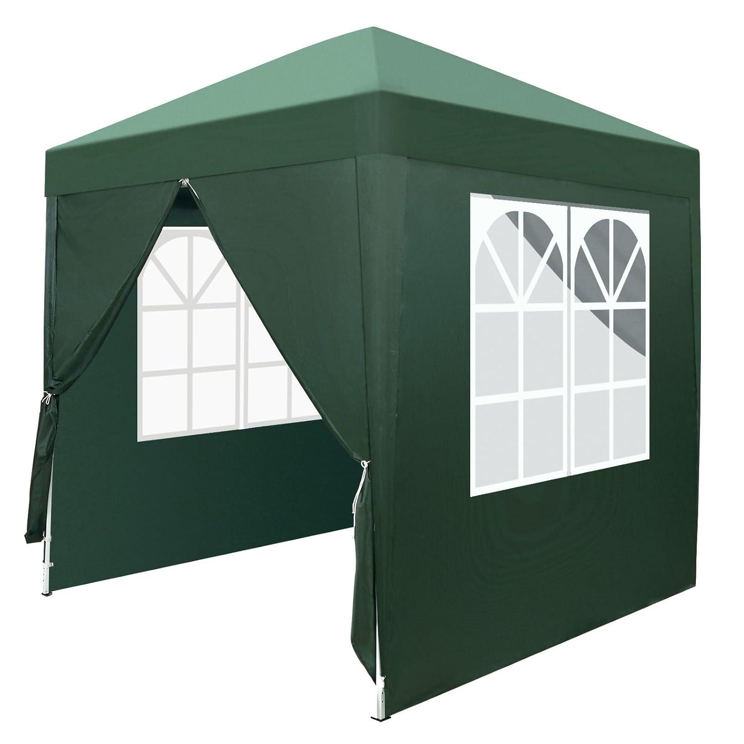 6.5x6.5ft Pop Up Canopy Tent, Outdoor Instant Shelter Folding Canopy with 4 Side Walls and Carry Bag for Commercial Events, Party, Backyard BBQ, Camping (Green)