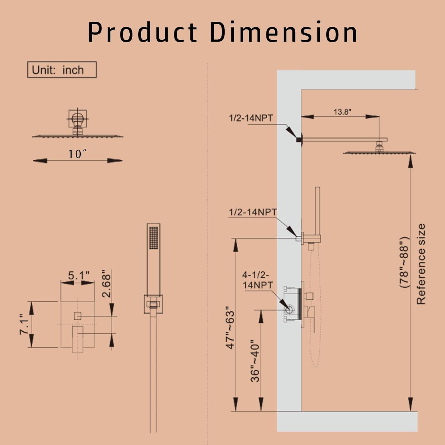 10-Inch Brushed Nickel Wall-Mounted Rain Shower System