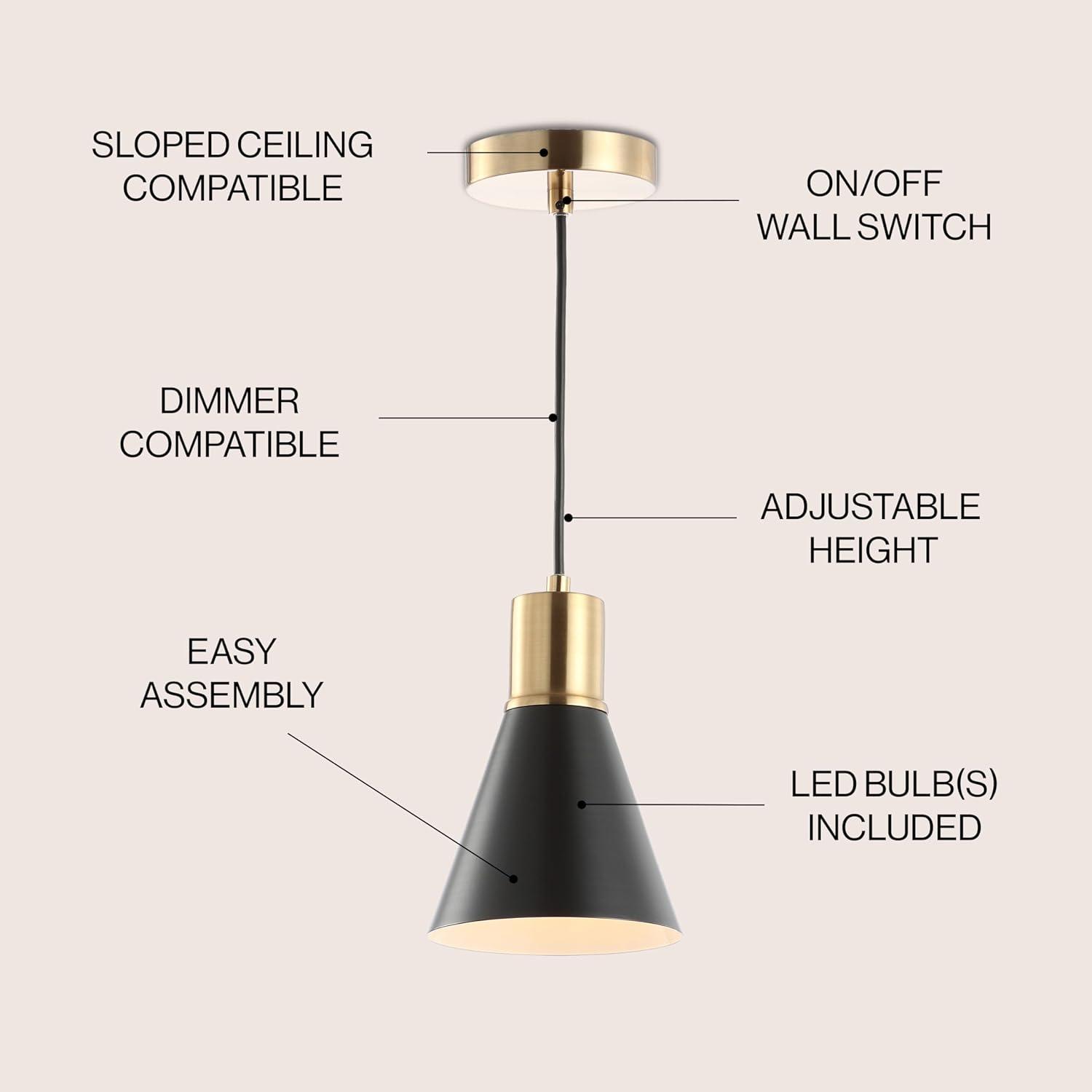 Apollo 6" Black and Brass Gold LED Pendant Light