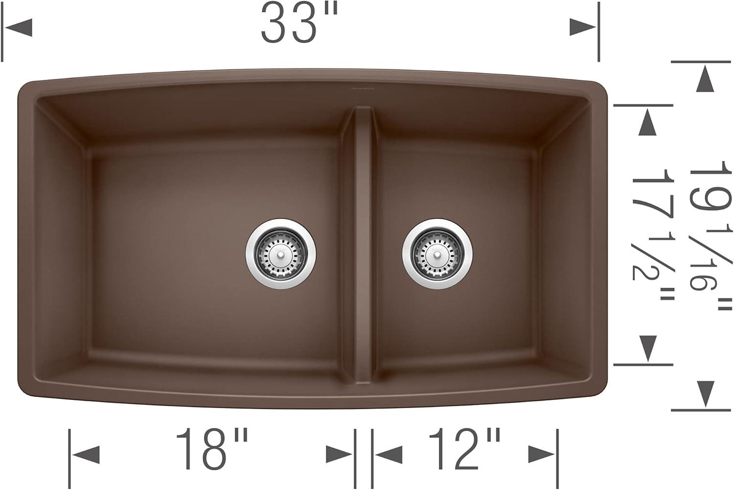 Performa SILGRANIT 33" L x 19" W Double Bowl Undermount Kitchen Sink