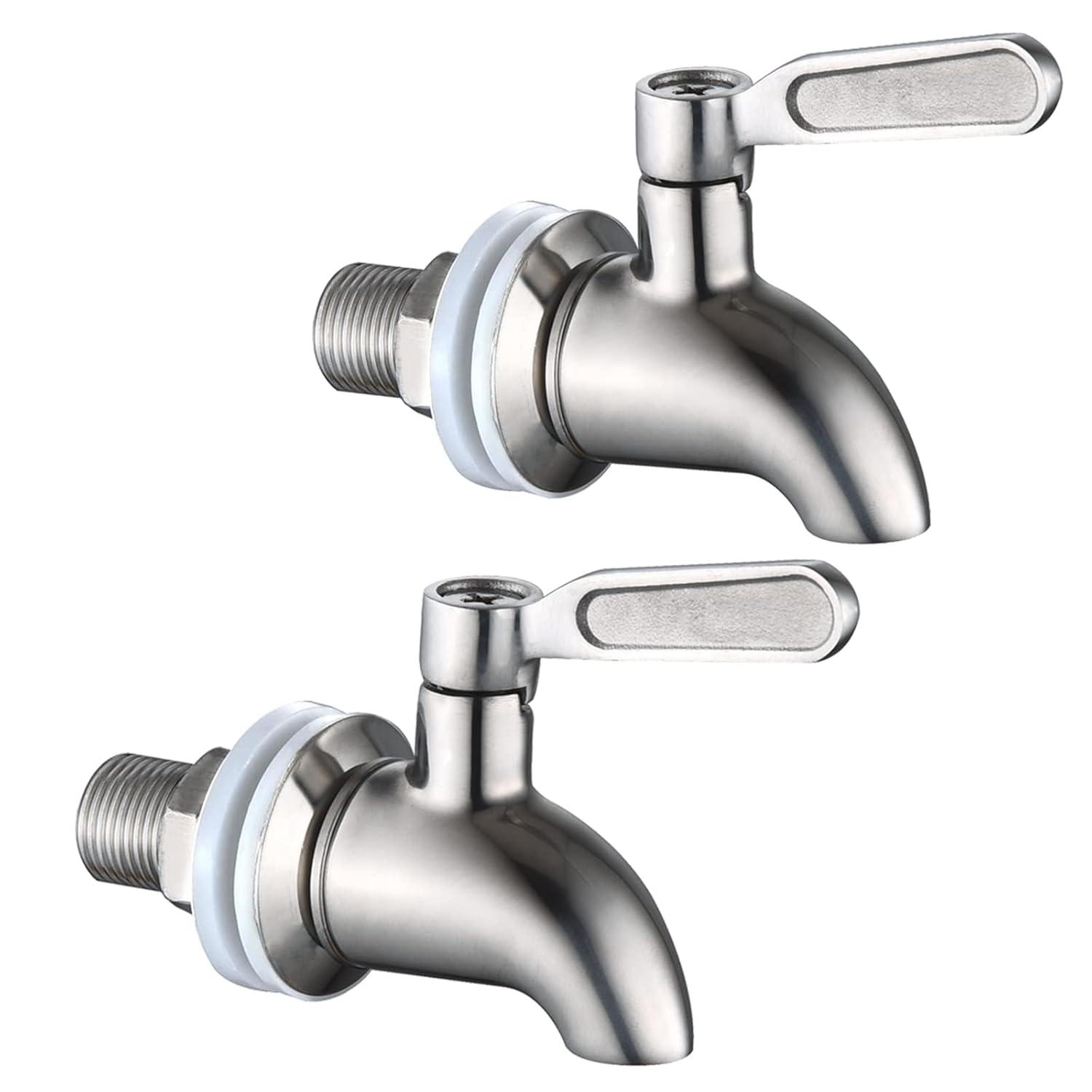 Polished Stainless Steel Beverage Dispenser Replacement Spigot Set