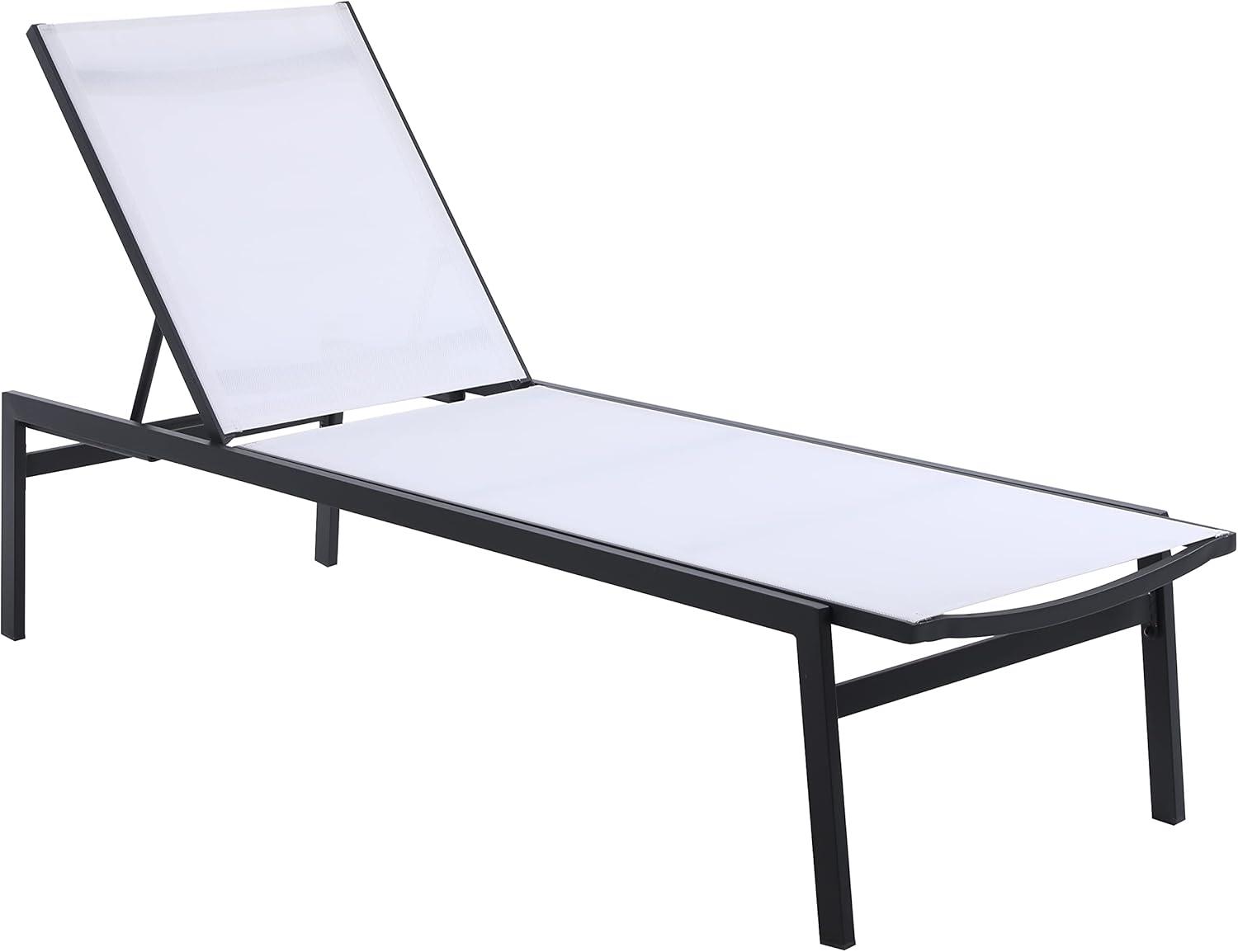 Santorini Adjustable Outdoor Chaise in White Mesh & Dark Grey Aluminum