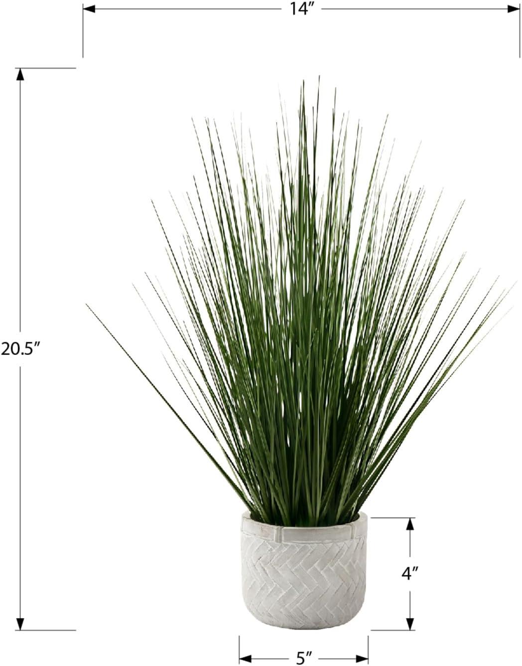 Monarch Specialties Artificial Plant 21 inch Tall Grass Indoor Faux Fake Table Greenery Potted Real Touch Decorative Green Grass White Pot