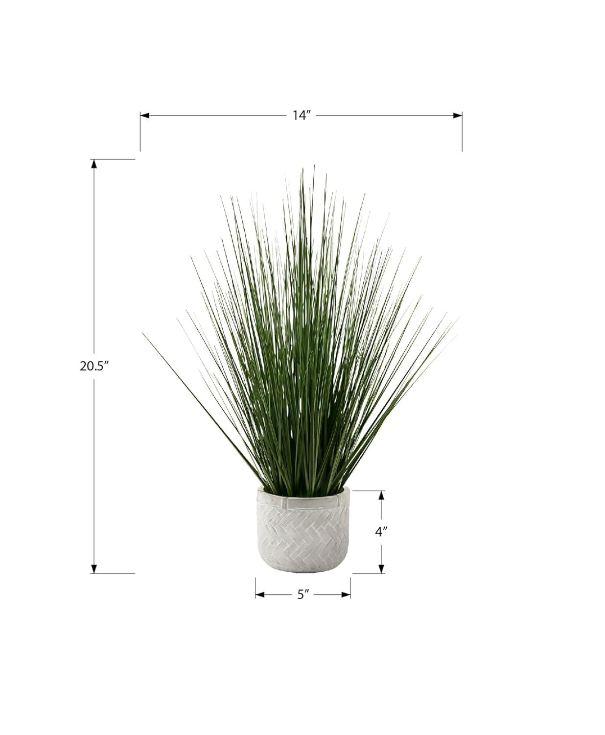 Monarch Specialties Artificial Plant 21 inch Tall Grass Indoor Faux Fake Table Greenery Potted Real Touch Decorative Green Grass White Pot