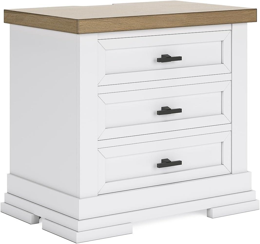 Signature Design by Ashley Ashbryn 3 Drawer Nightstand with USB ports, White