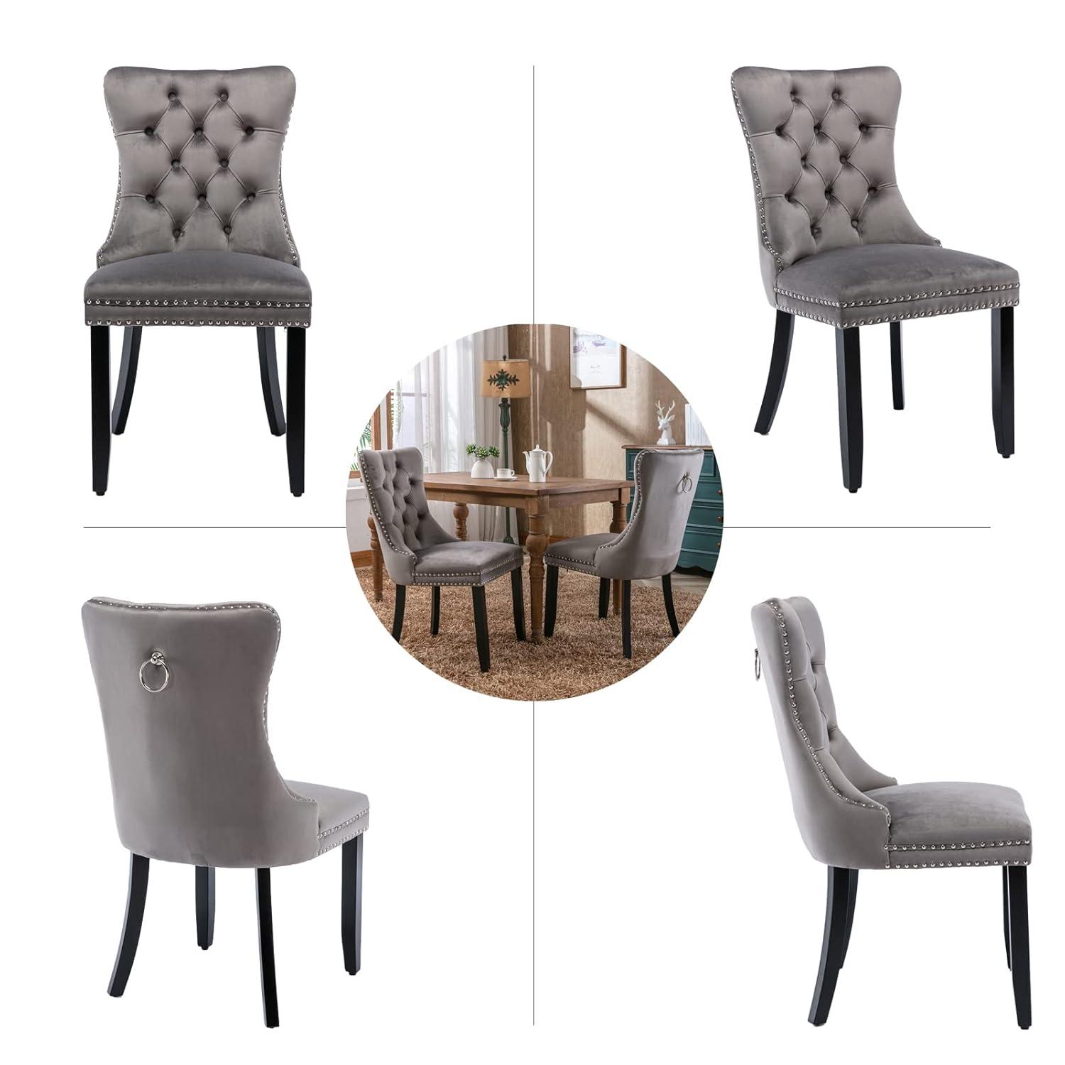 Rosdorf Park High-end Tufted Velvet Upholstered Nailhead Dining Chair