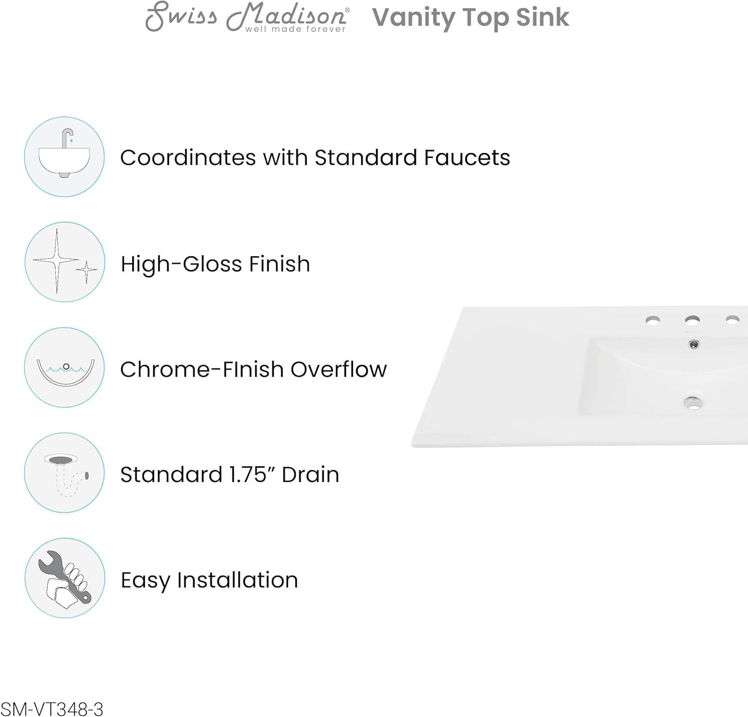 Swiss Madison 47.56" Single Bathroom Vanity Top with Sink