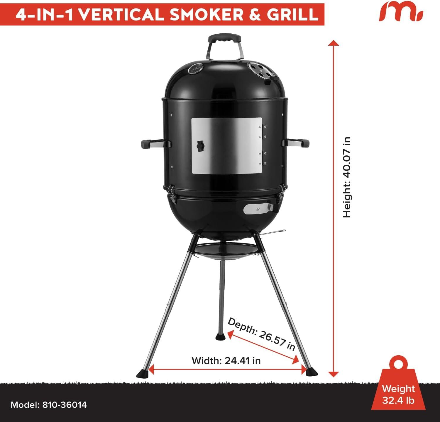 Megamaster Megamaster 4-in-1 Vertical Smoker and Charcoal Kettle Grill