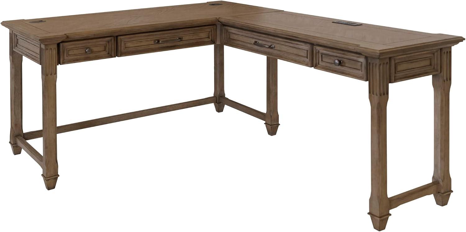 Bristol Traditional Wood Open L-Desk & Return Light Brown - Martin Furniture