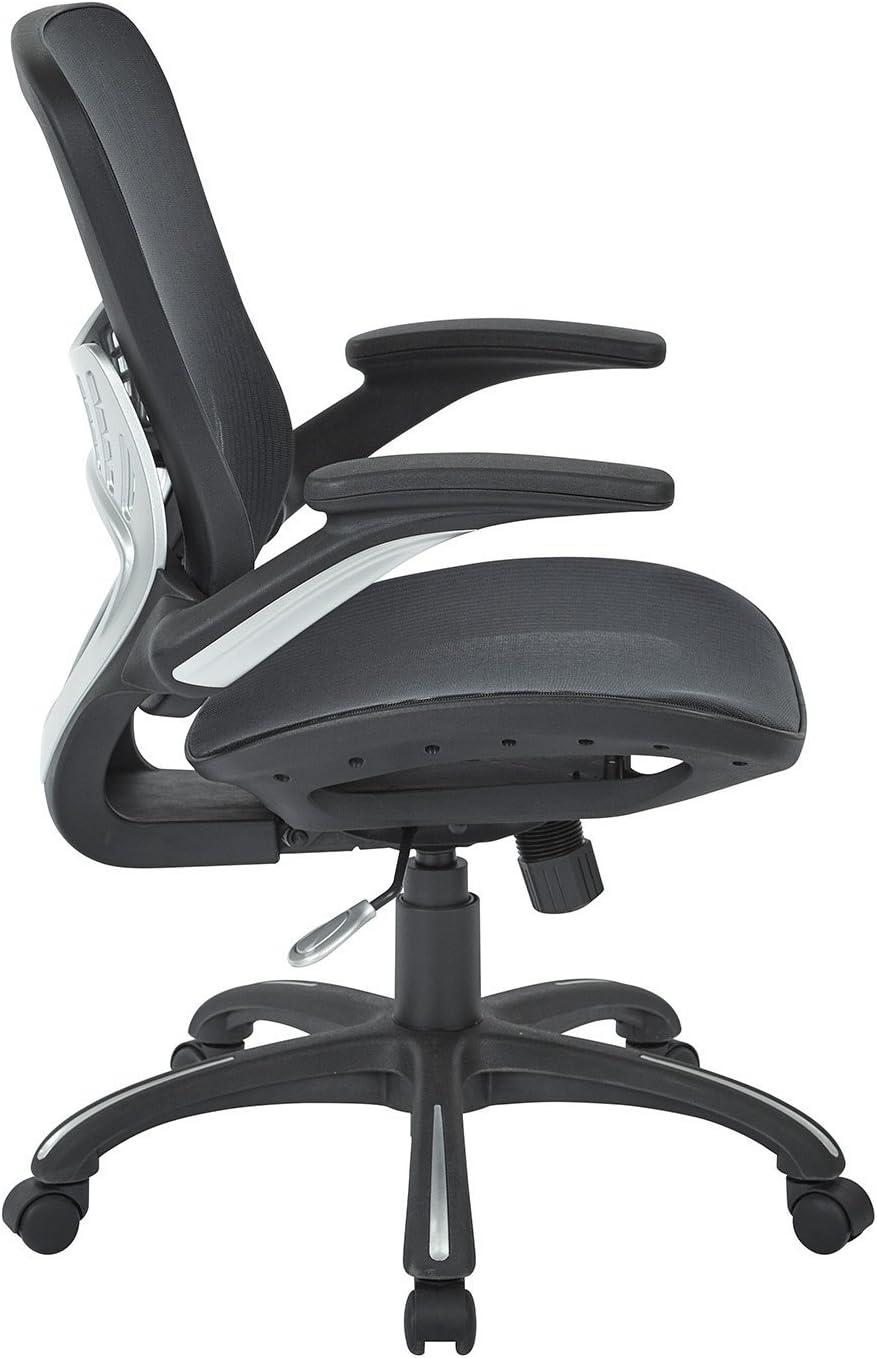 Black Mesh and Leather Executive Swivel Office Chair