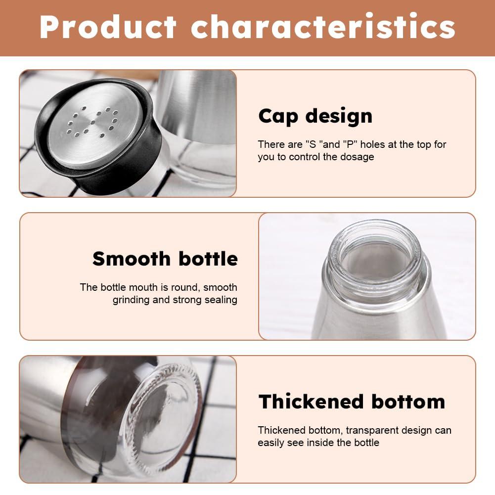 Juvale Stainless Steel Salt and Pepper Shakers Set with Glass Bottom, Perforated "S" and "P" Caps - Modern Kitchen Decor (4oz)