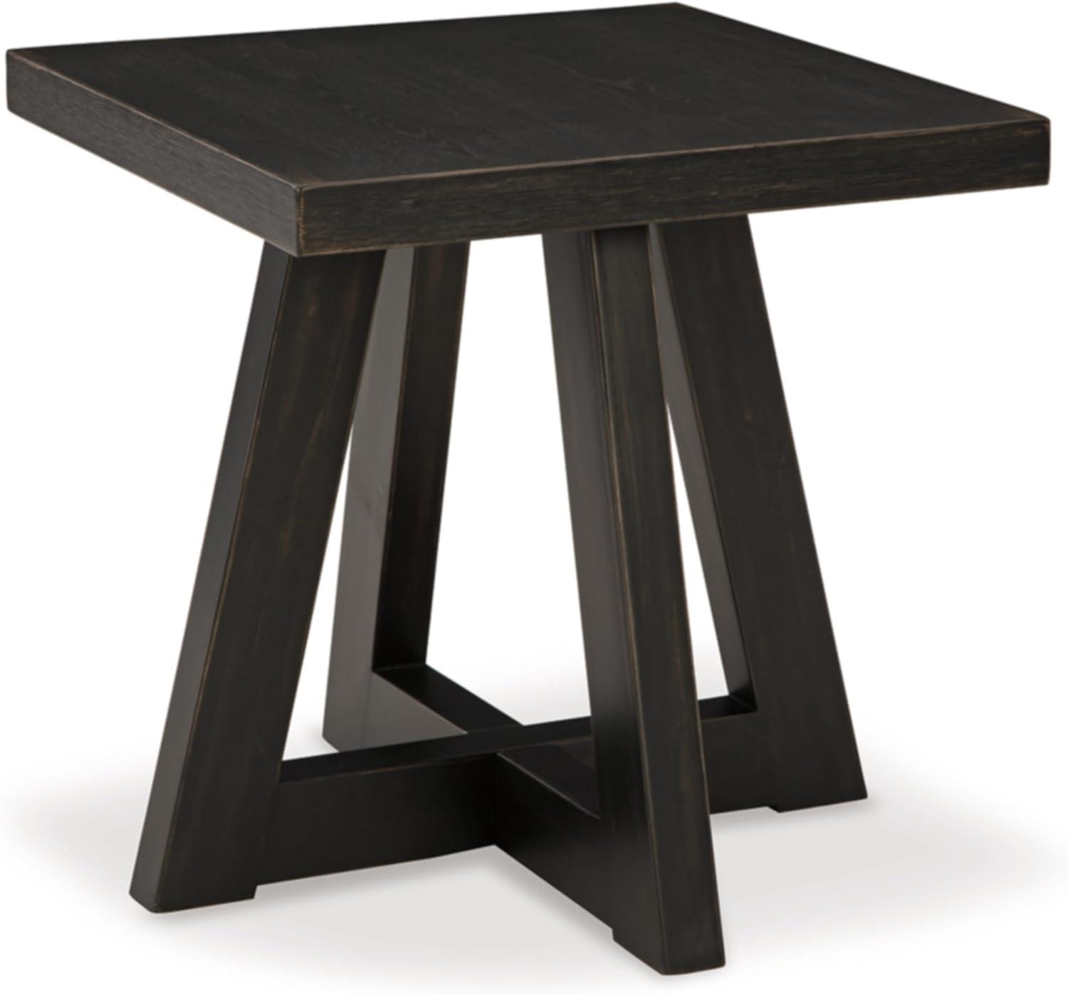 Black Square Contemporary Wood End Table