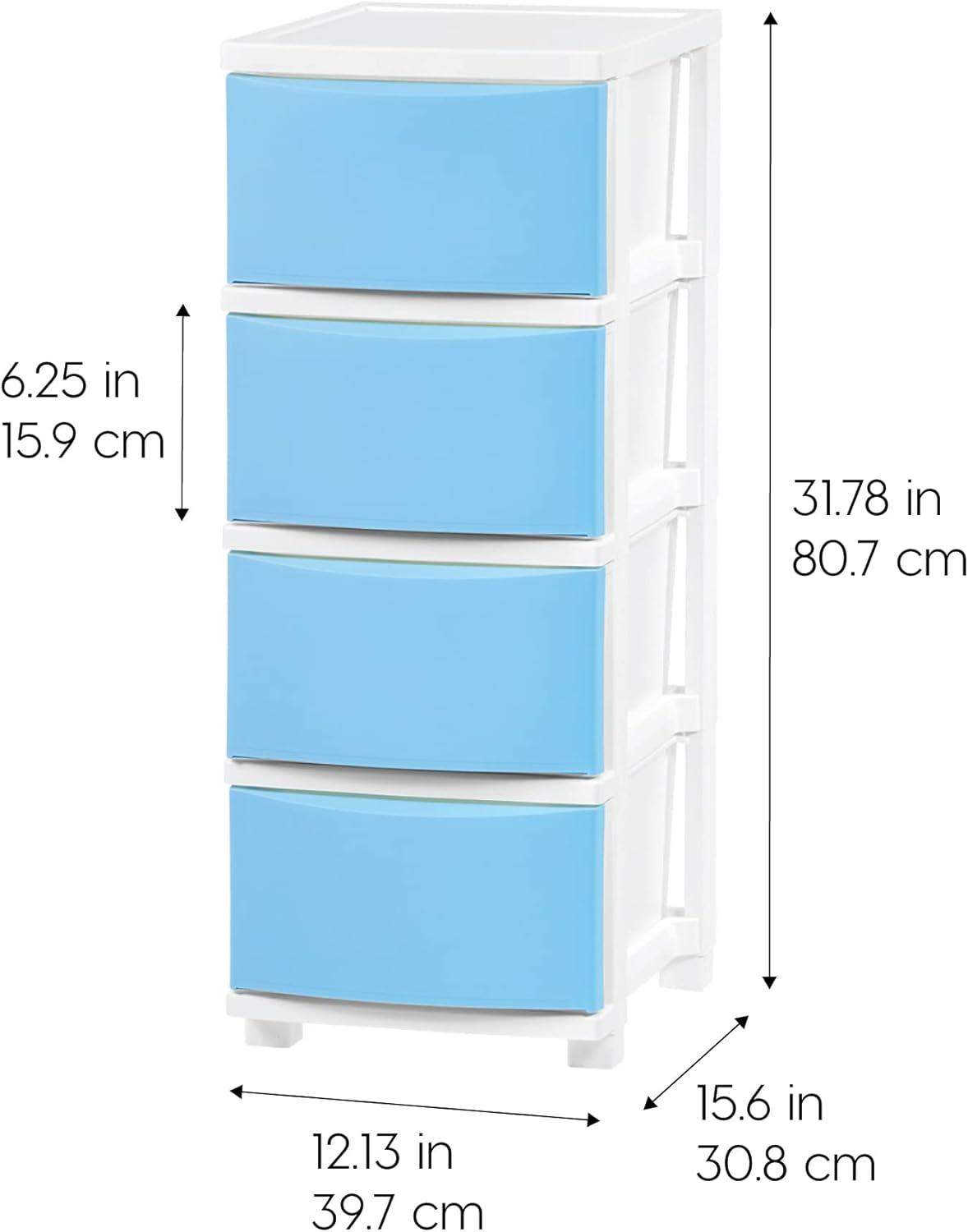 IRIS USA Plastic 4 Drawer Storage Cart with Casters, Organizer Unit for Bedroom, Closet, Kitchen, Bathroom, Laundry Room, Dorm