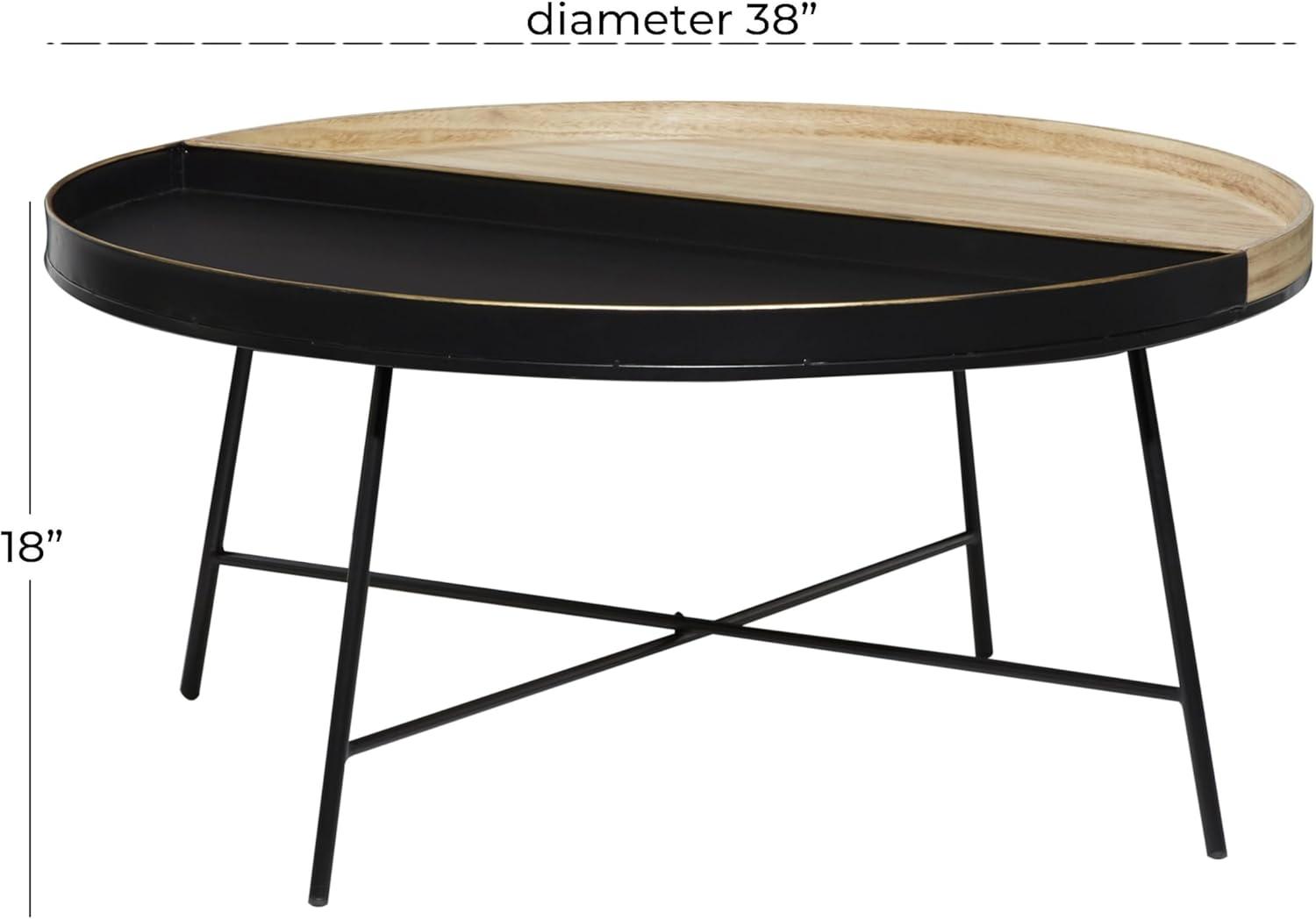 DecMode 38" x 18" Black Metal Split Coffee Table, 1-Piece