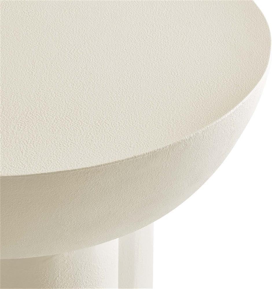 Caspian Round Concrete Side Table in White