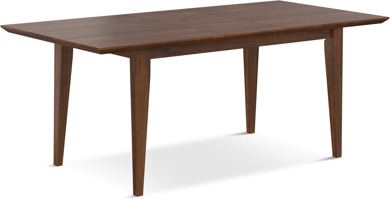 Draper 66-84"W Walnut Extendable Dining Table, Mid-Century Modern Style
