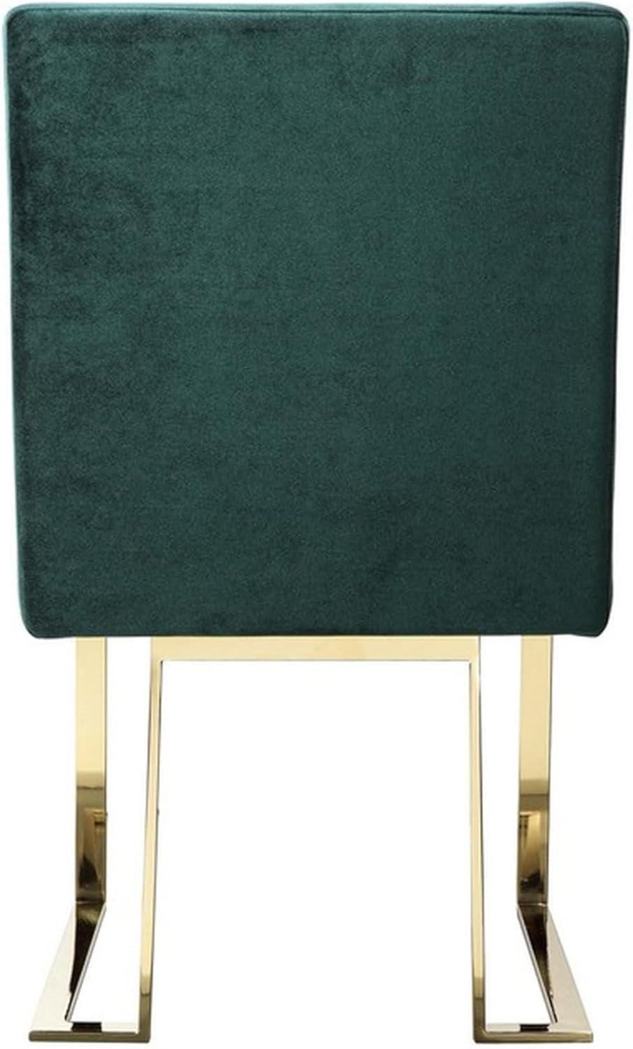 Benjara BM313384 24 in. Boly Side Dining Chair - Velvet & Cantilever - Green & Gold - Set of 2