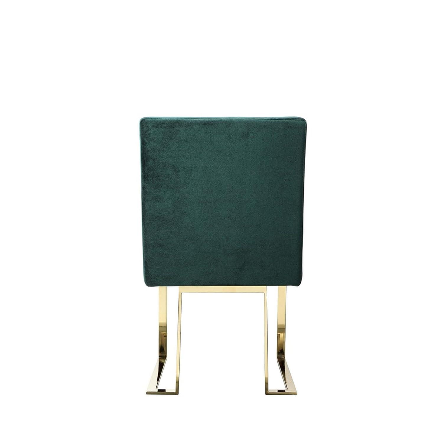 Benjara BM313384 24 in. Boly Side Dining Chair - Velvet & Cantilever - Green & Gold - Set of 2