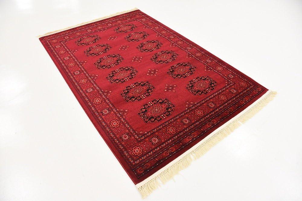 Unique Loom Tekke Rug , 4' 1" x 6' 1" ,Red