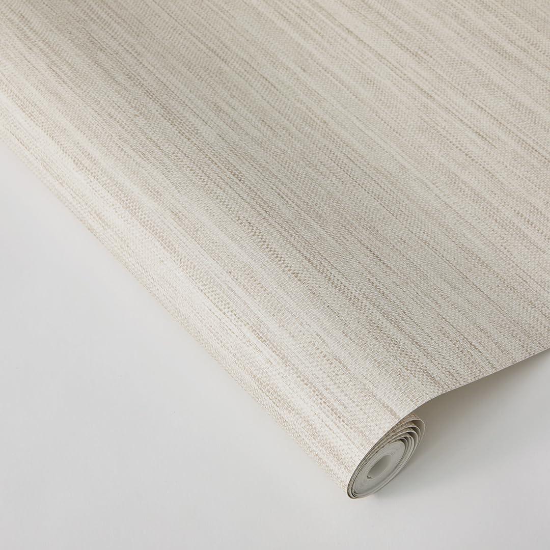 Tempaper & Co.® Faux Horizontal Grasscloth Removable Peel and Stick Wallpaper, Textured Ecru, 28 sq. ft.: Vinyl, Prepasted, Abstract Pattern