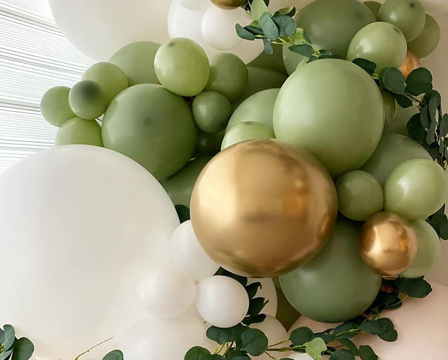 DIY Sage Green and White balloon Garland Arch Kit for Baby Shower Bridal Shower Wedding Birthday Hen Party Christmas Decoration (Sage Green)