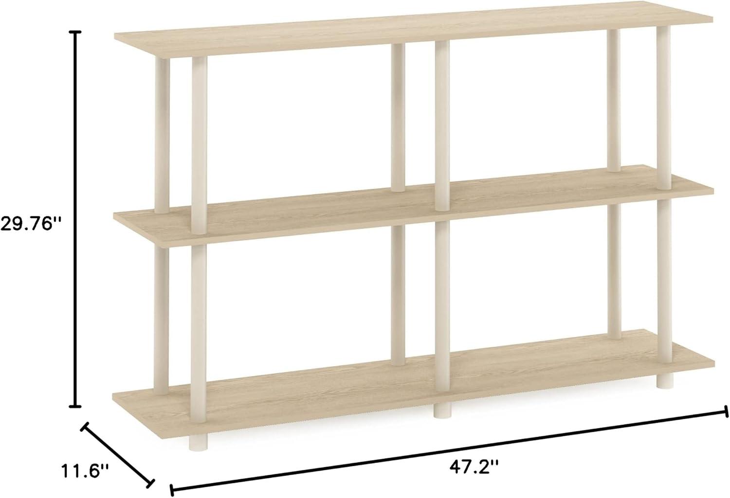 Furinno Turn-N-Tube No Tools 3-Tier Modern Rectangle Side Display Rack, Bauhaus Oak/Beige