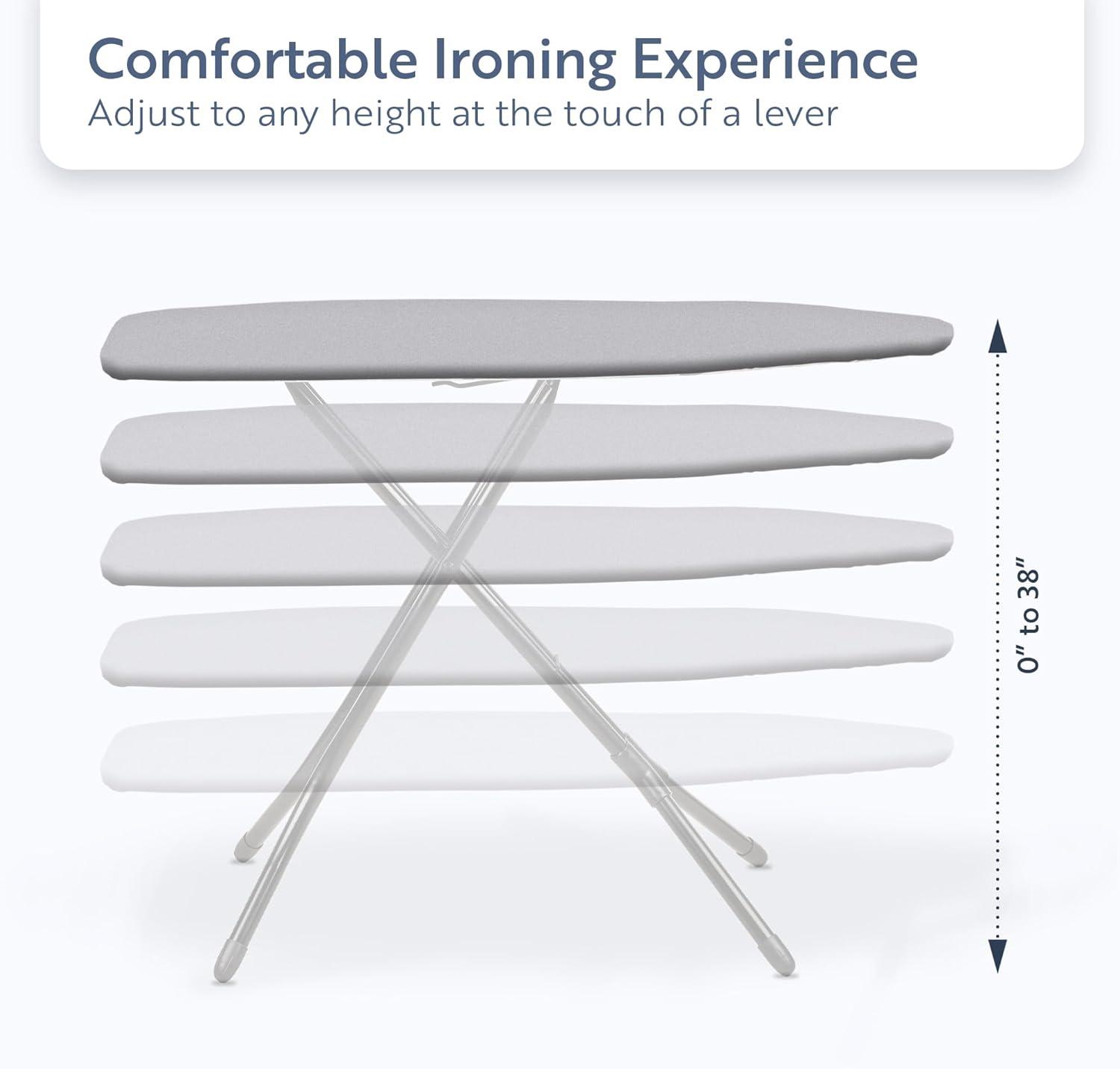 Extra Wide Black Iron Floor Mount Foldable Ironing Board