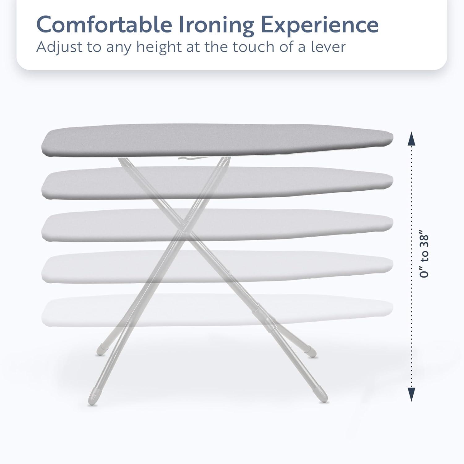 Extra Wide Black Iron Floor Mount Foldable Ironing Board