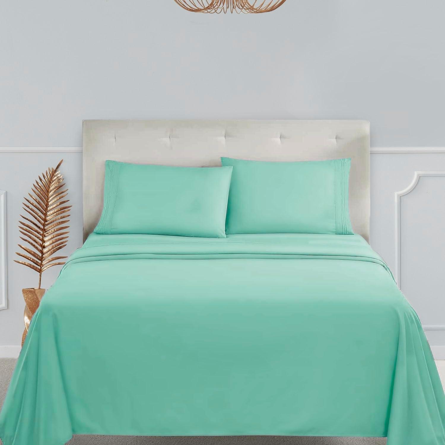 Mint Green Queen Organic Cotton Microfiber Deep Pocket Sheet Set