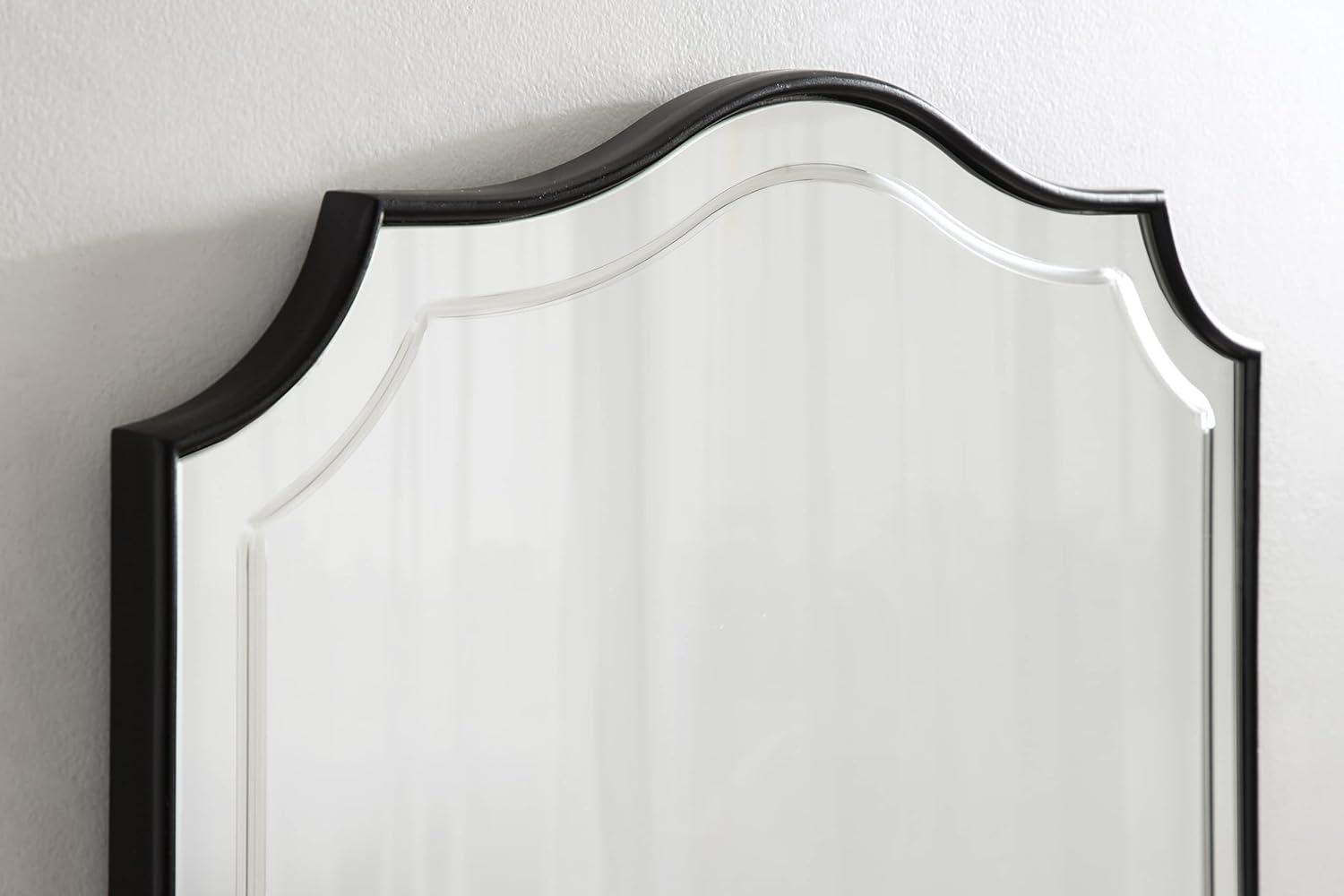 20" x 30" Hollyn Decorative Framed Wall Mirror Black - Kate & Laurel All Things Decor: Scalloped Edge, V-Groove, Hangs Both Ways