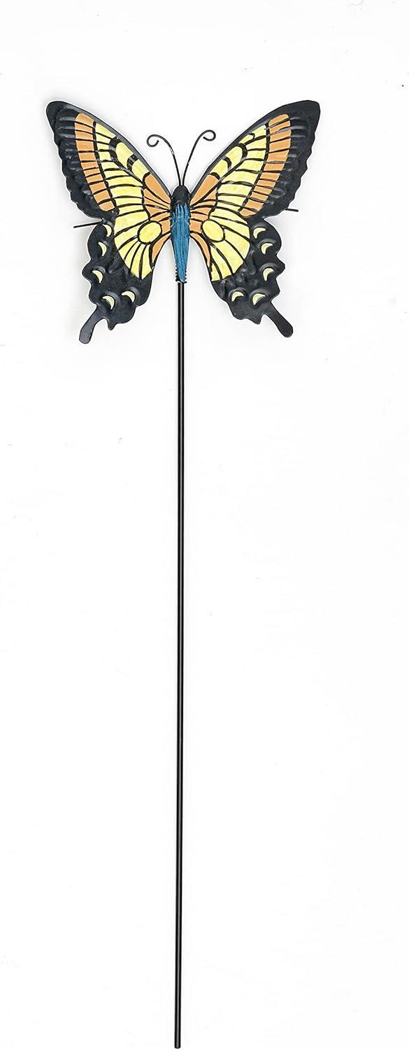 21" Yellow and Black Metal Butterfly Garden Stake