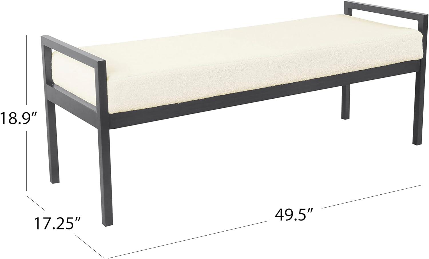 Modern Metal Faux Shearling Bench - HomePop