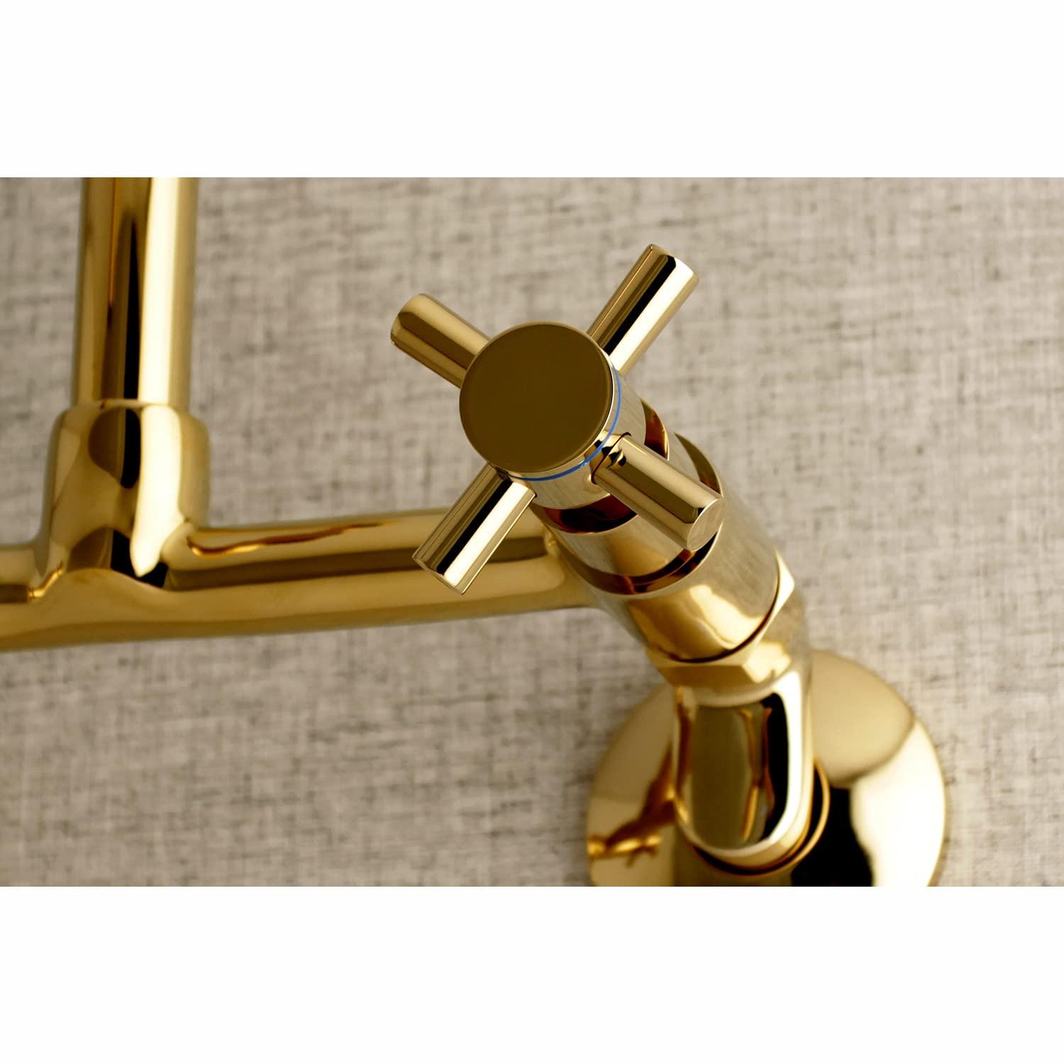 Kingston Brass Kingston Brass Concord Double-Handle 2-Hole Wall-Mount Bridge Kitchen Faucet KS414PB