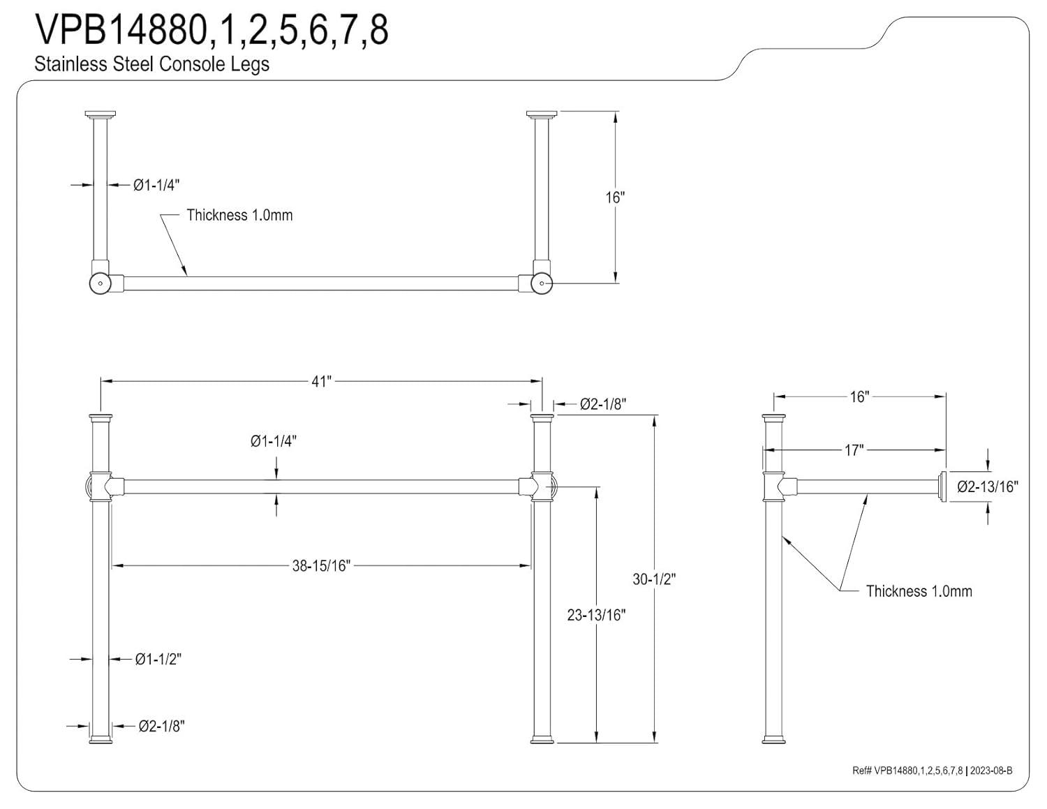 Kingston Brass Imperial Stainless Steel Console Legs