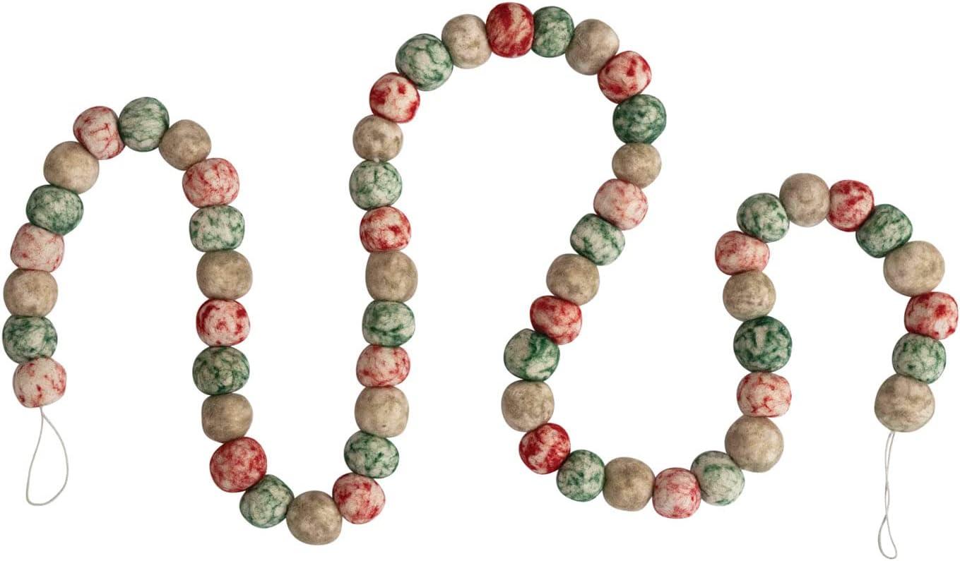 Multicolor Wool Felt Ball Holiday Garland, 72 Inches