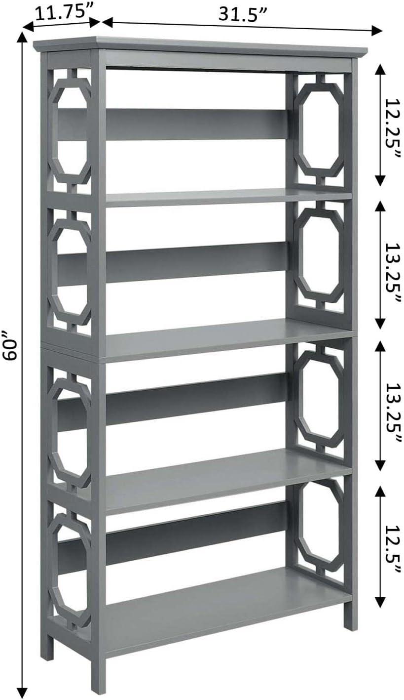 Convenience Concepts Omega Five-Tier Bookcase in Gray Wood Finish