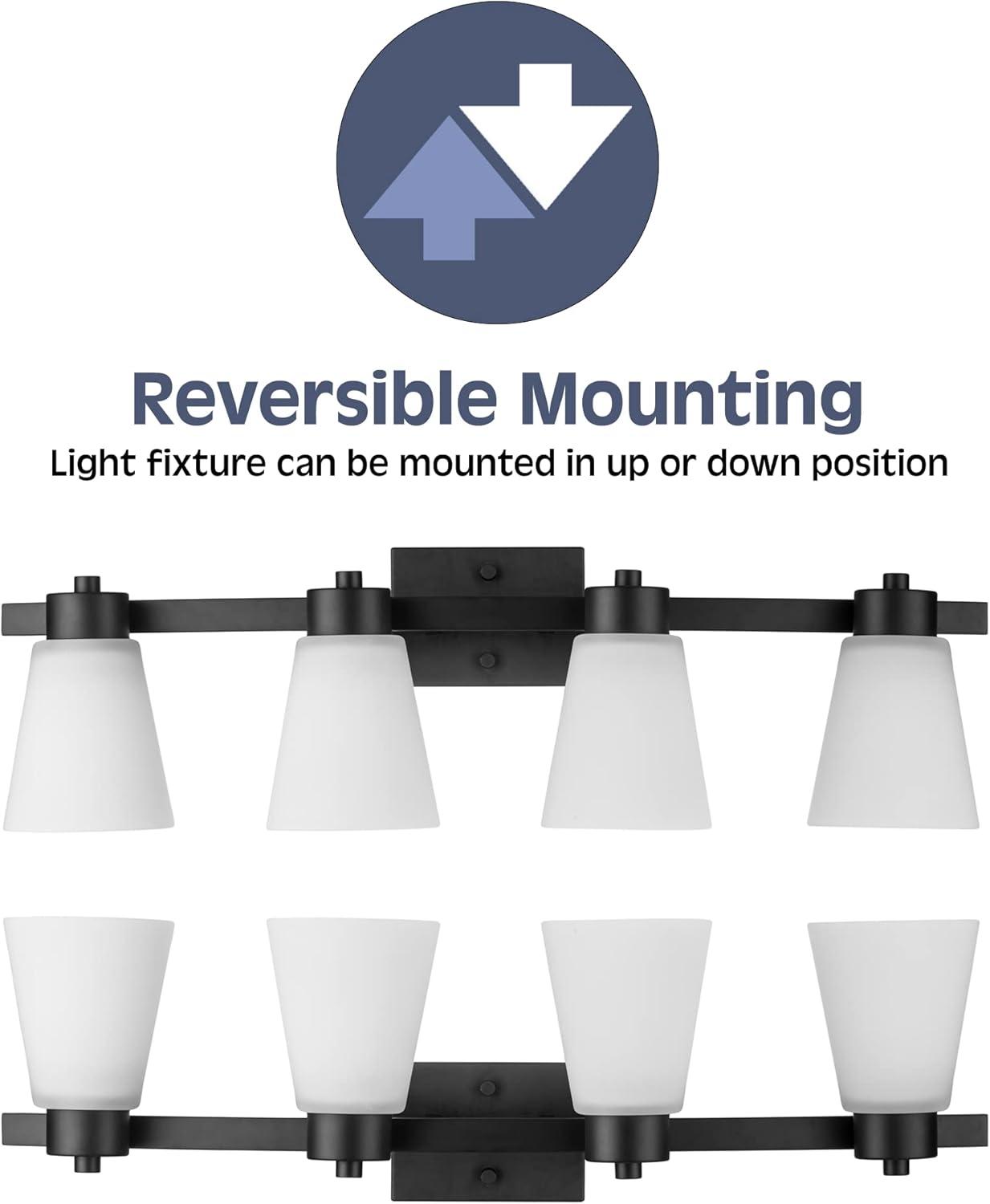 Prominence Home Fairendale 4-Light Matte Black Bathroom Vanity Light with Frosted Glass Shade
