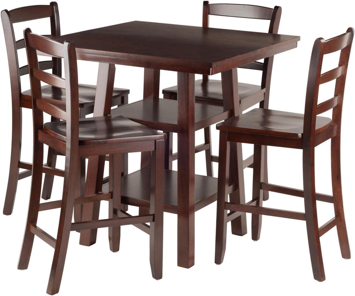 5pc Orlando 2 Shelves Counter Height Dining Sets Wood/Walnut - Winsome