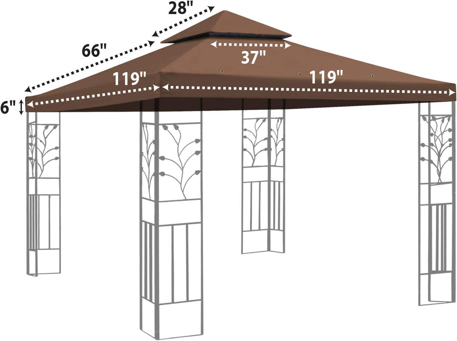 CuYeHt Canopy 10'X10' Replacement Gazebo Canopy top Patio Pavilion Cover Sunshade plyester Double Tiers-Brown