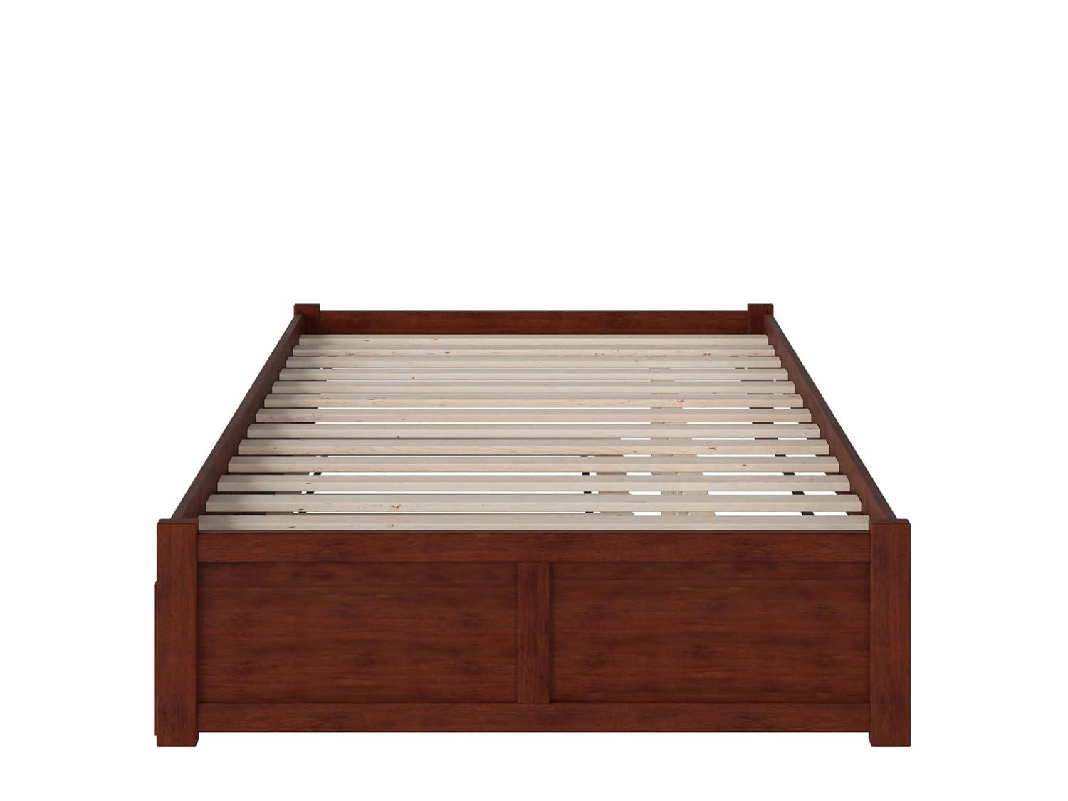 Concord Queen Bed with Footboard and Twin Extra Long Trundle in Walnut