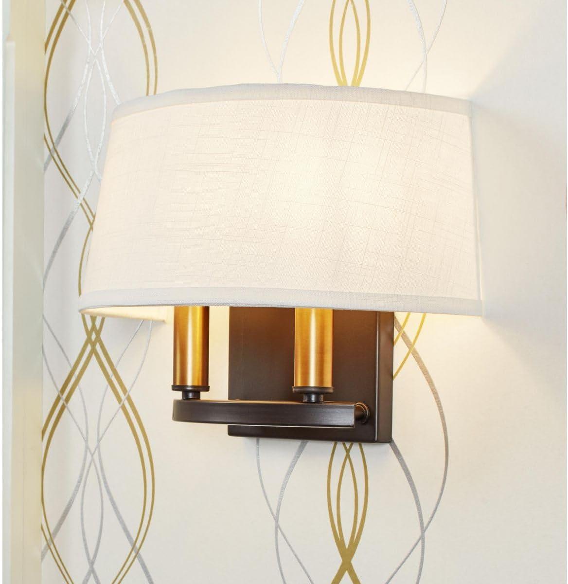 Progress Lighting Cherish 2-Light Wall Sconce, Brushed Nickel, Summer Linen Shade