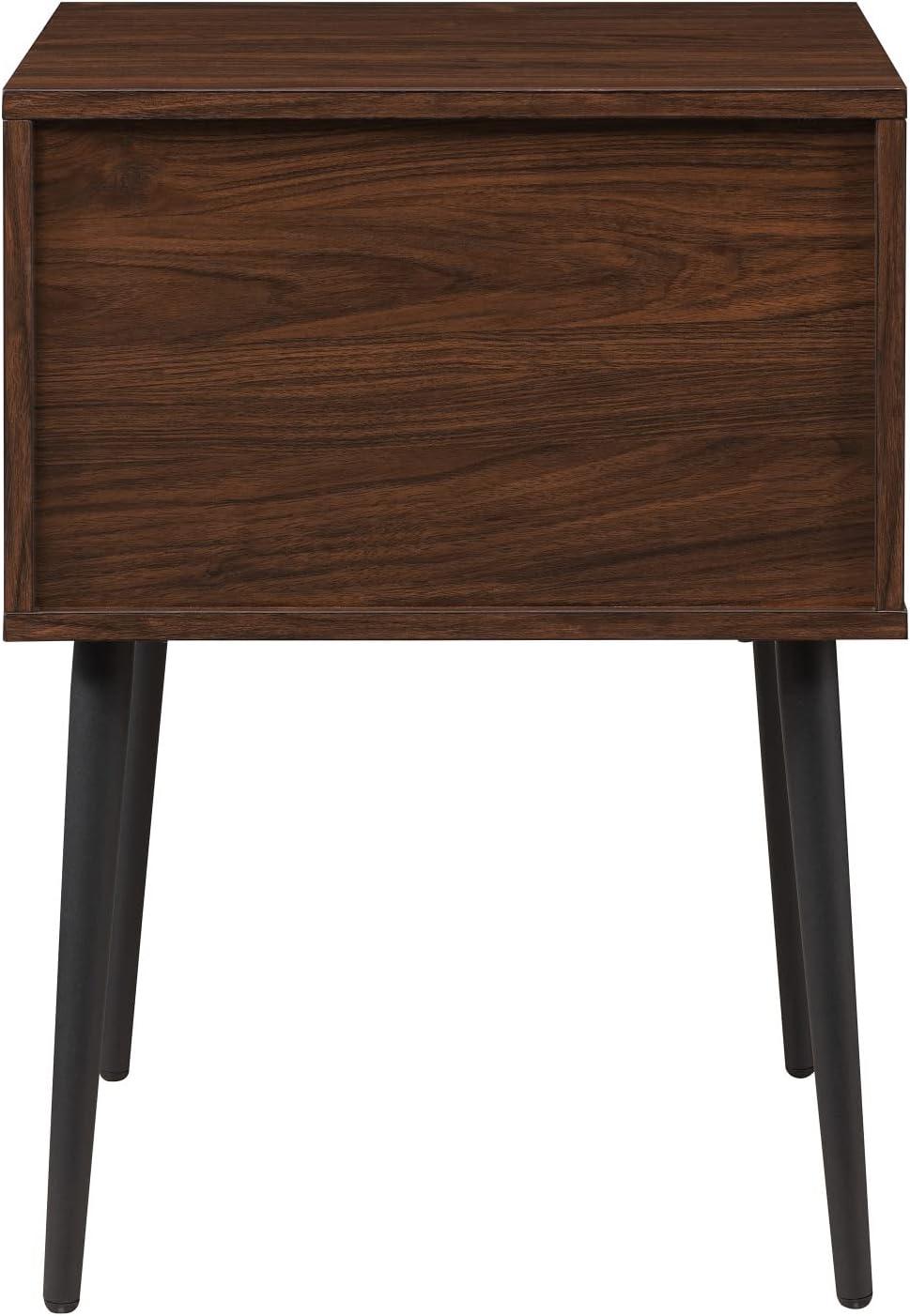 18" 1-Drawer Contemporary Wood Side Table with Storage - Dark Walnut / Black