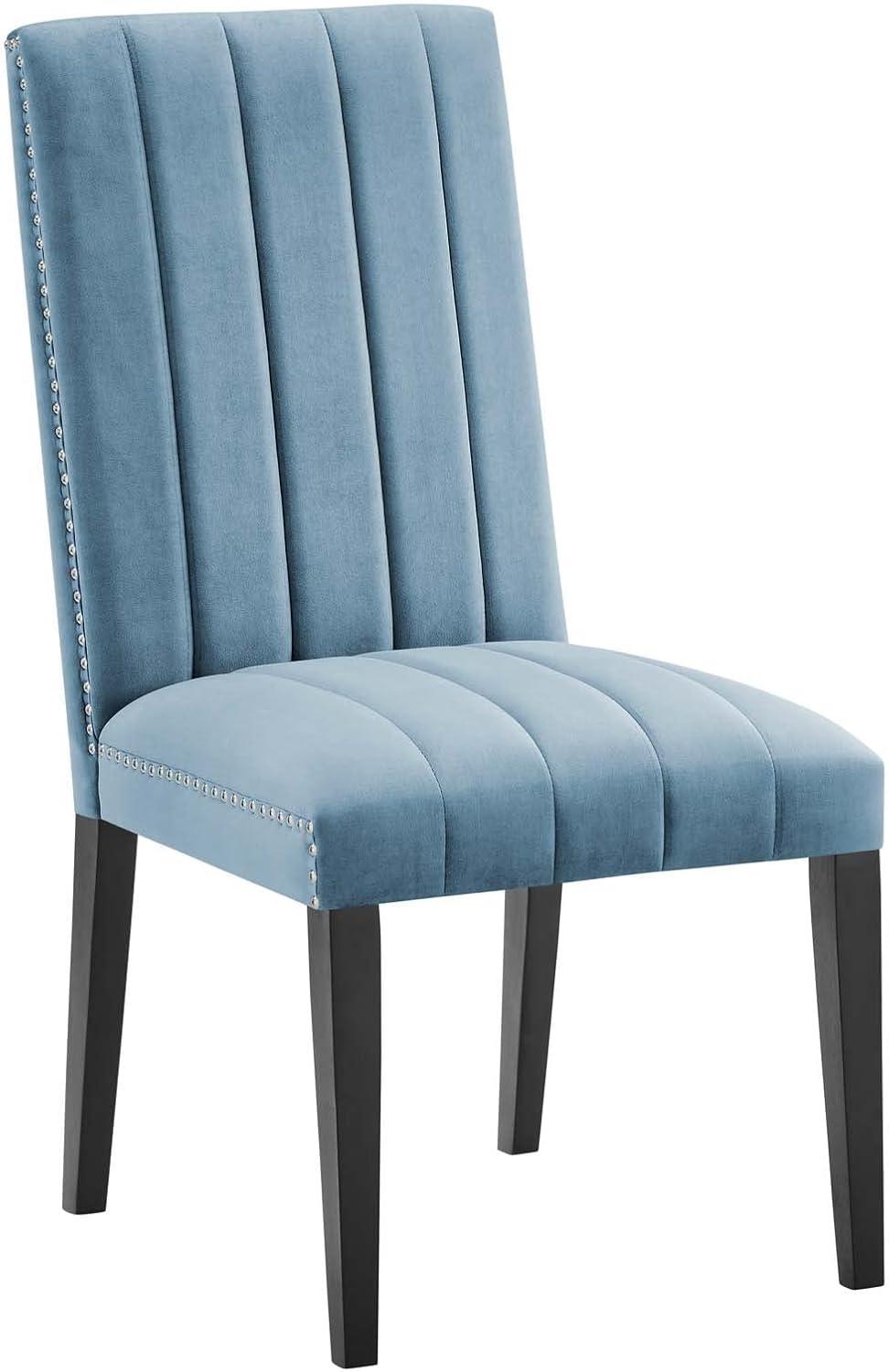 Modway Catalyst Performance Velvet Dining Side Chairs - Set of 2 in Light Blue