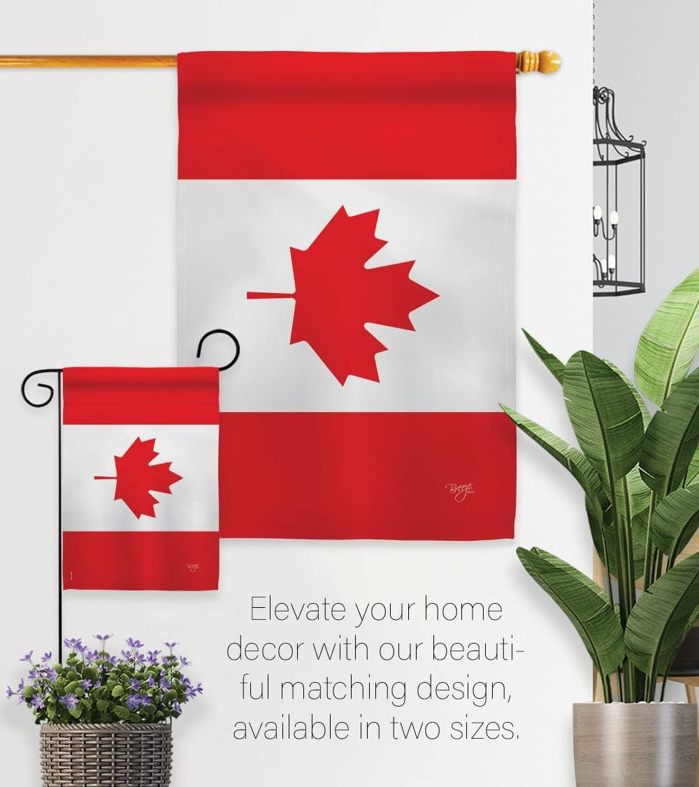 Breeze Decor 08277 Canada Country 2-Sided Vertical Impression House Flag - 28 x 40 in.