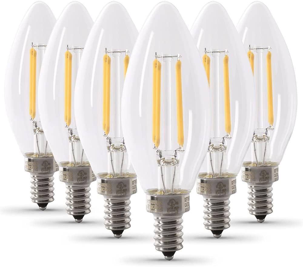 Feit Electric Soft White Dimmable LED Candelabra Bulbs 6-Pack