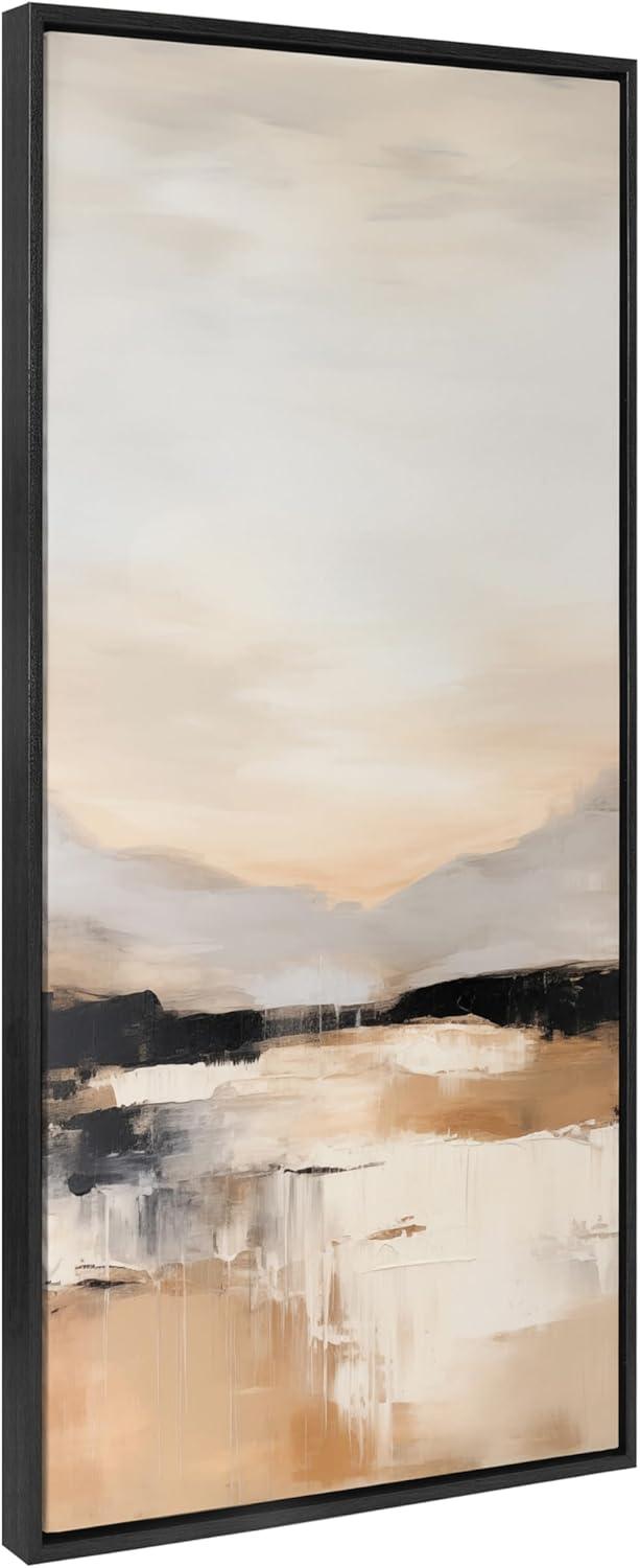 Sylvie 18"x40" Black Framed Abstract Landscape Canvas