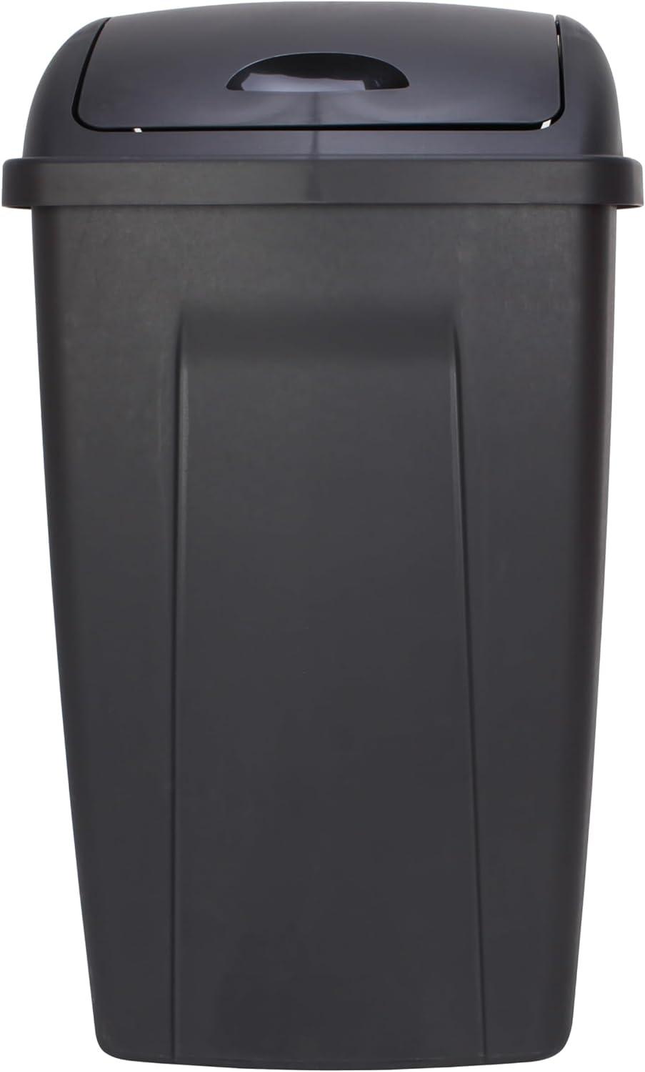 Mainstays 13 Gallon Trash Can, Plastic Swing Top Kitchen Garbage Trash Can, Black