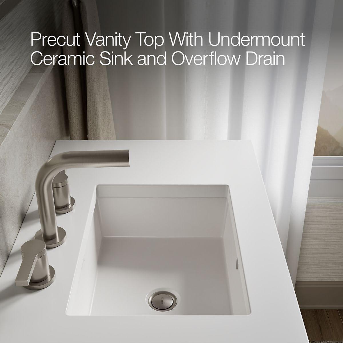 Hearthaven 30'' Free Standing Single Bathroom Vanity Cabinet with Sink and Quartz Top