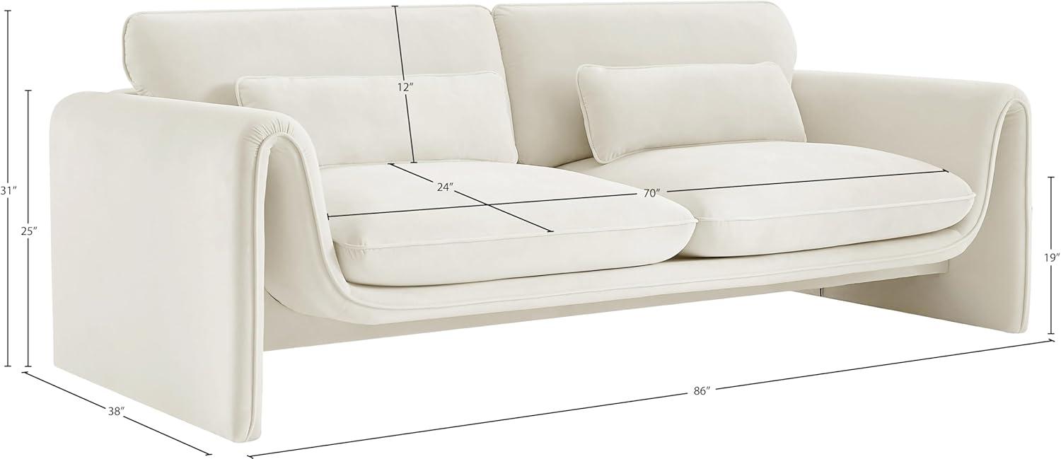 Meridian Furniture Sloan Cream Velvet Fabric Sofa