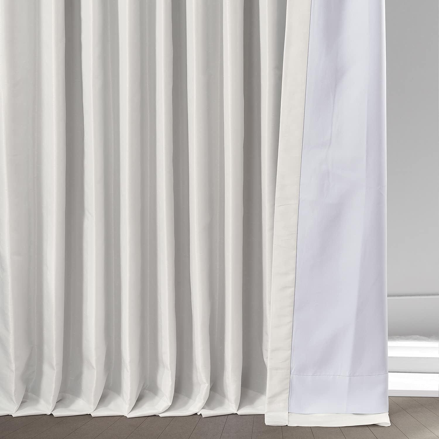 Off White Blackout Extra Wide Vintage Textured Faux Dupioni Curtain (1 Panel), Off White, 100W X 96L